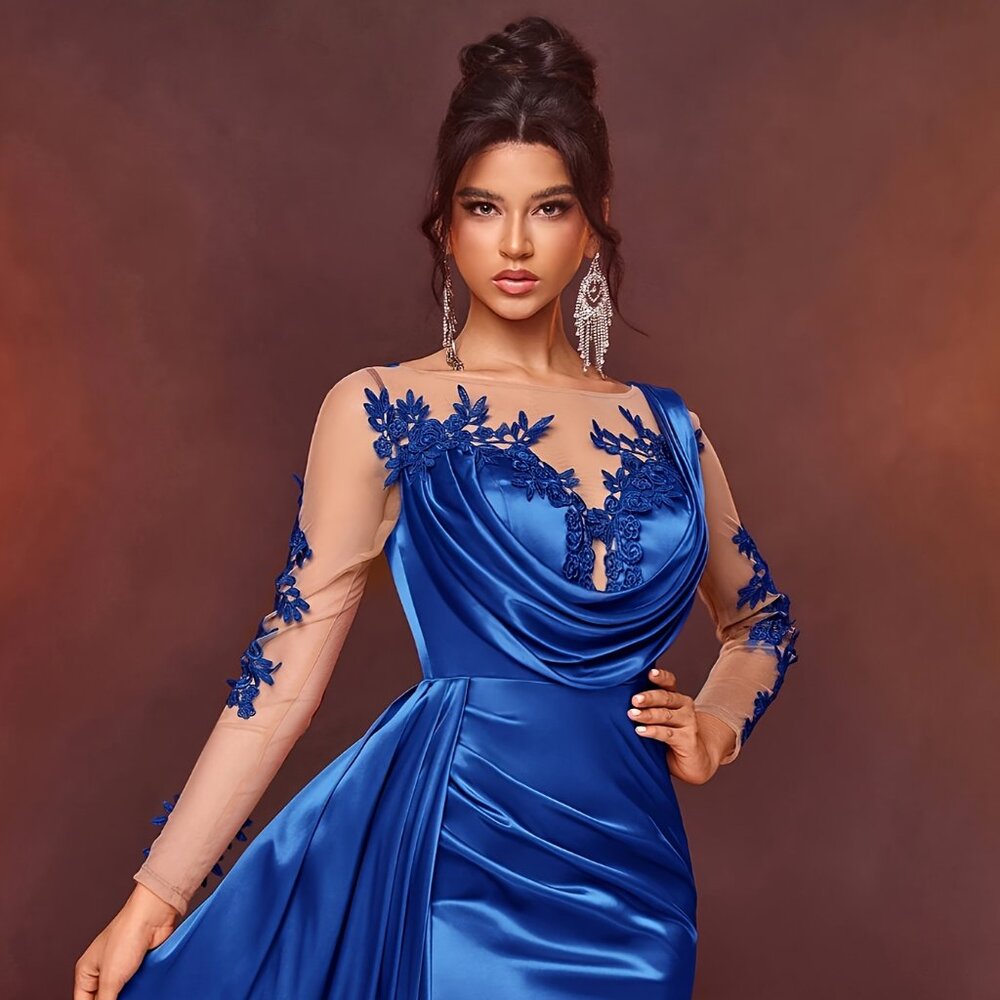 Royal Blue Formal Evening Gown for Women Gorgeous And Elegant Dress XS to XXL
